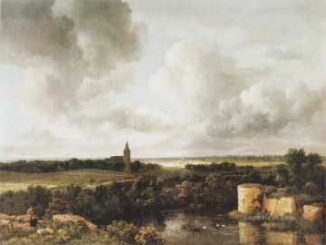  Isaakszoon Lienzo - Paisaje Jacob Isaakszoon van Ruisdael río